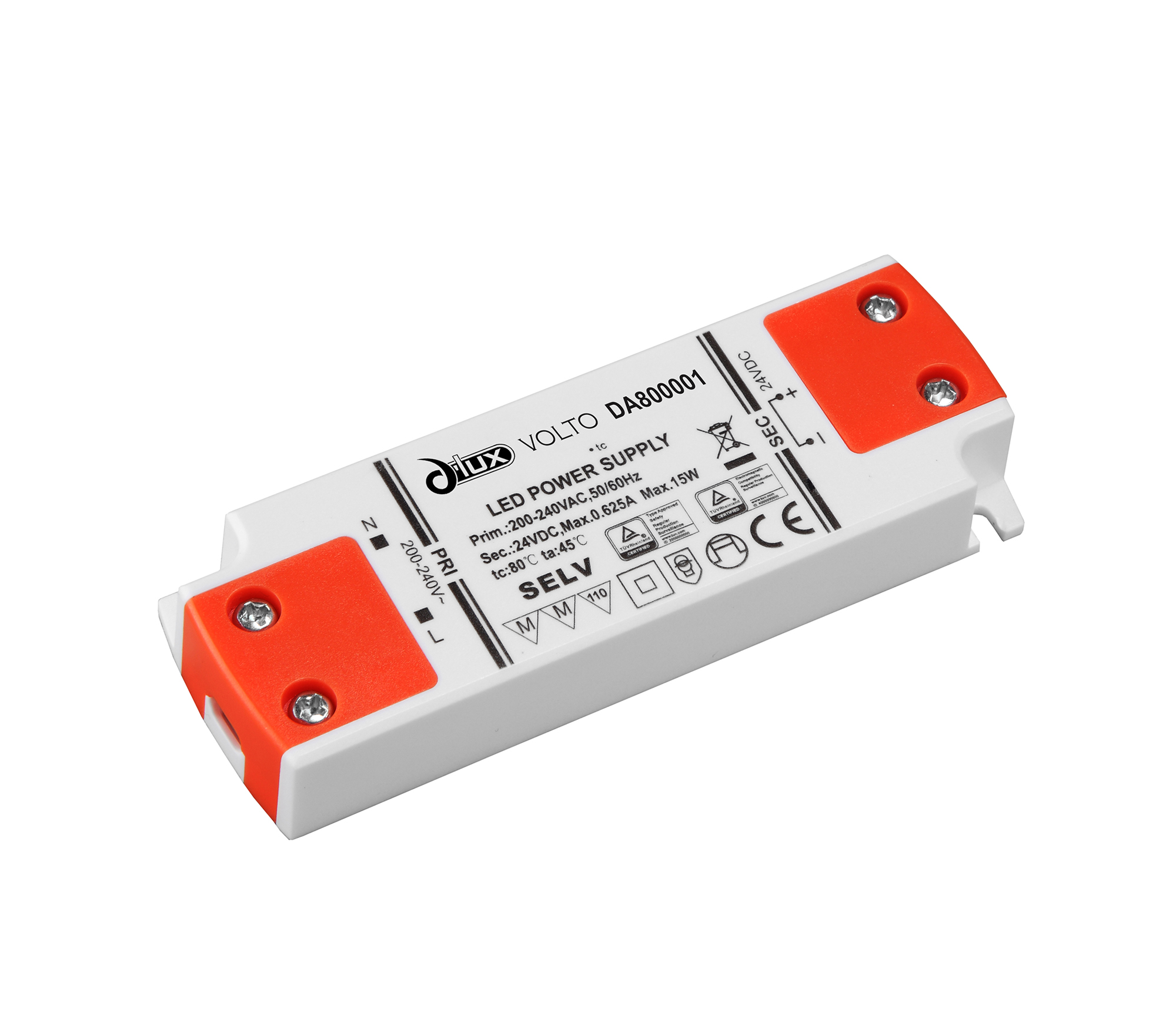 DA800001  Volto, 15W Constant Voltage Non-Dimmable LED Driver, 12VDC